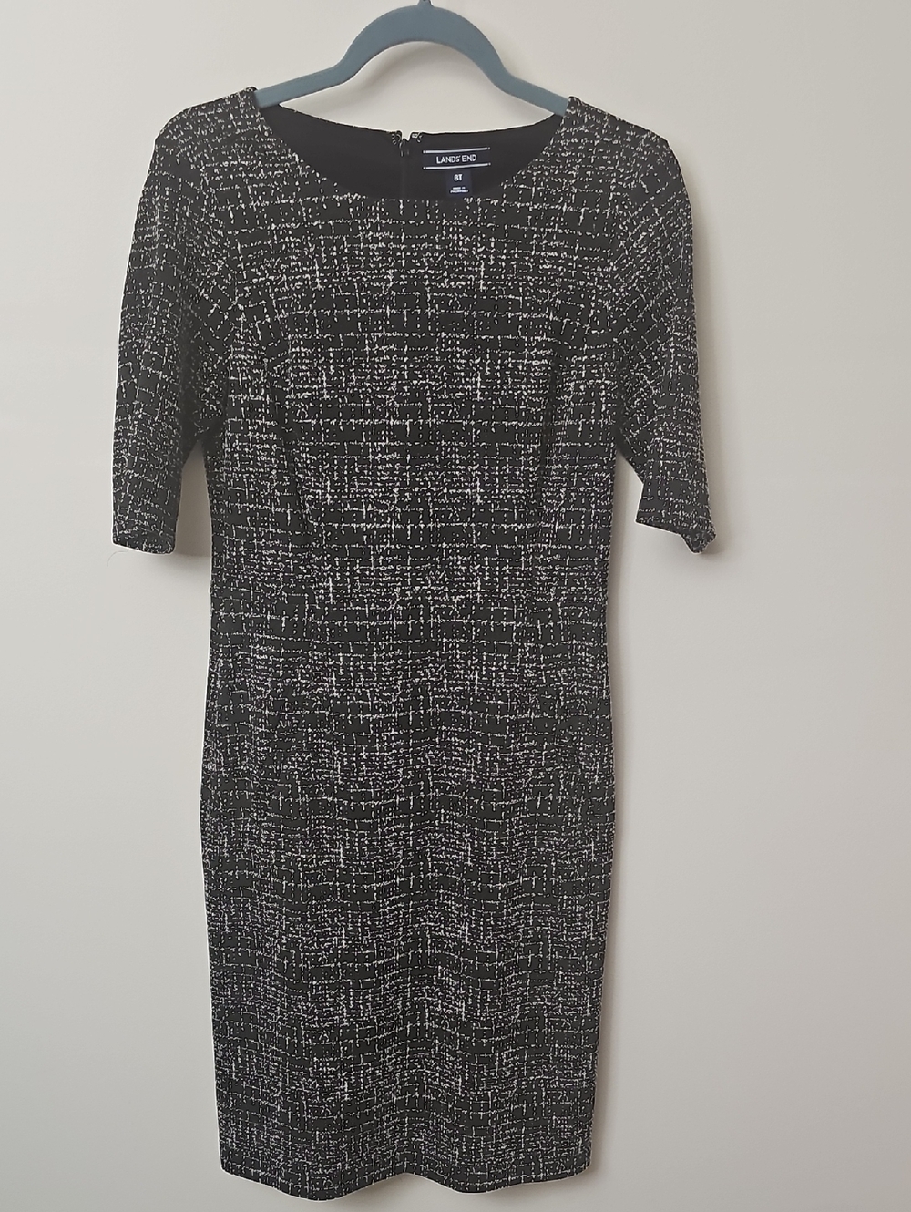 Lands' End Black and White Textured Midi Sheath Dress Size 8T